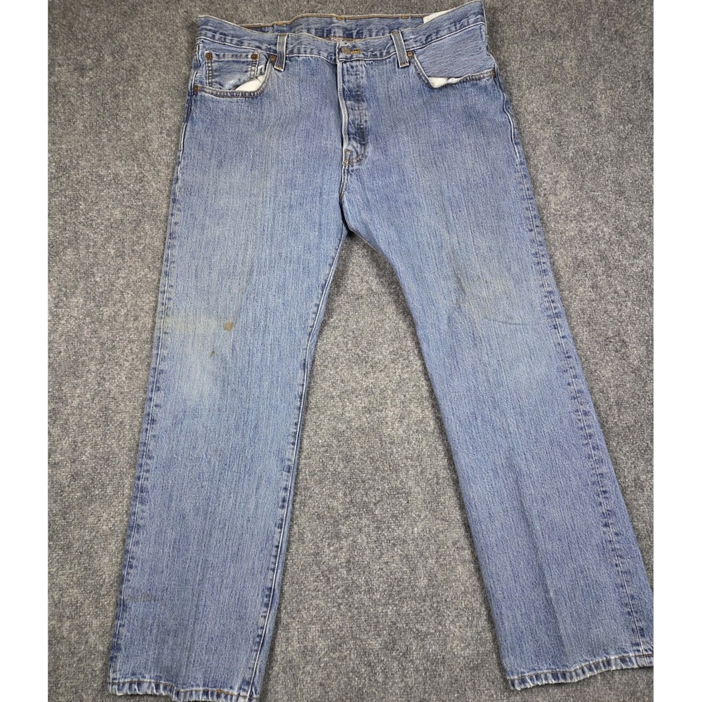 Levis 501 Jeans Mens 40x32 Straight Leg Blue Denim Button Fly